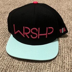 Grace Black and Mint Cap with Pink Embroidery